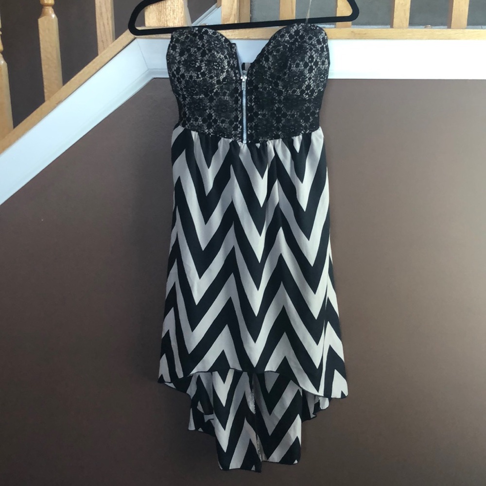 Lace and Chevron high-low Dress